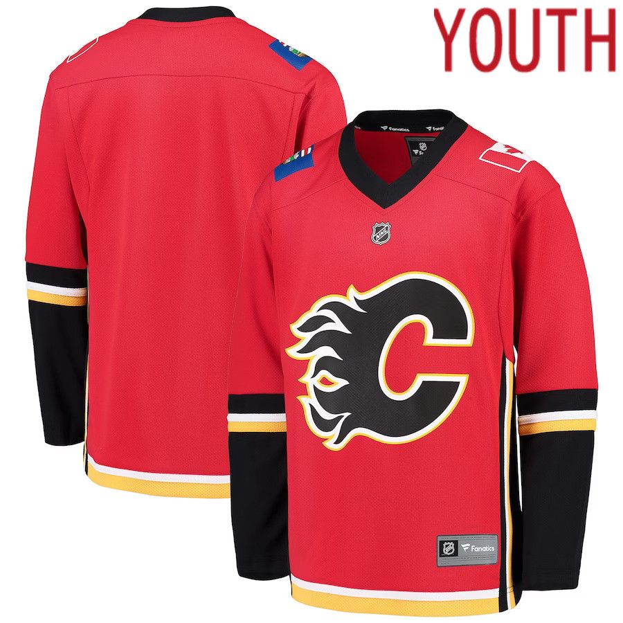 Youth Calgary Flames Fanatics Branded Red Black Alternate Replica Blank NHL Jersey->youth nhl jersey->Youth Jersey